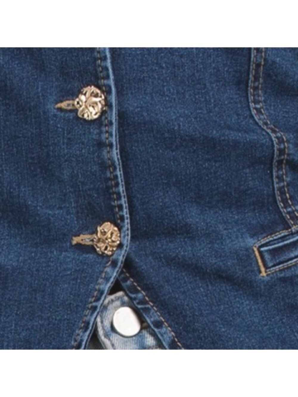 LOVE TREE Denim Button High Neck Vest - Picture 3 of 3